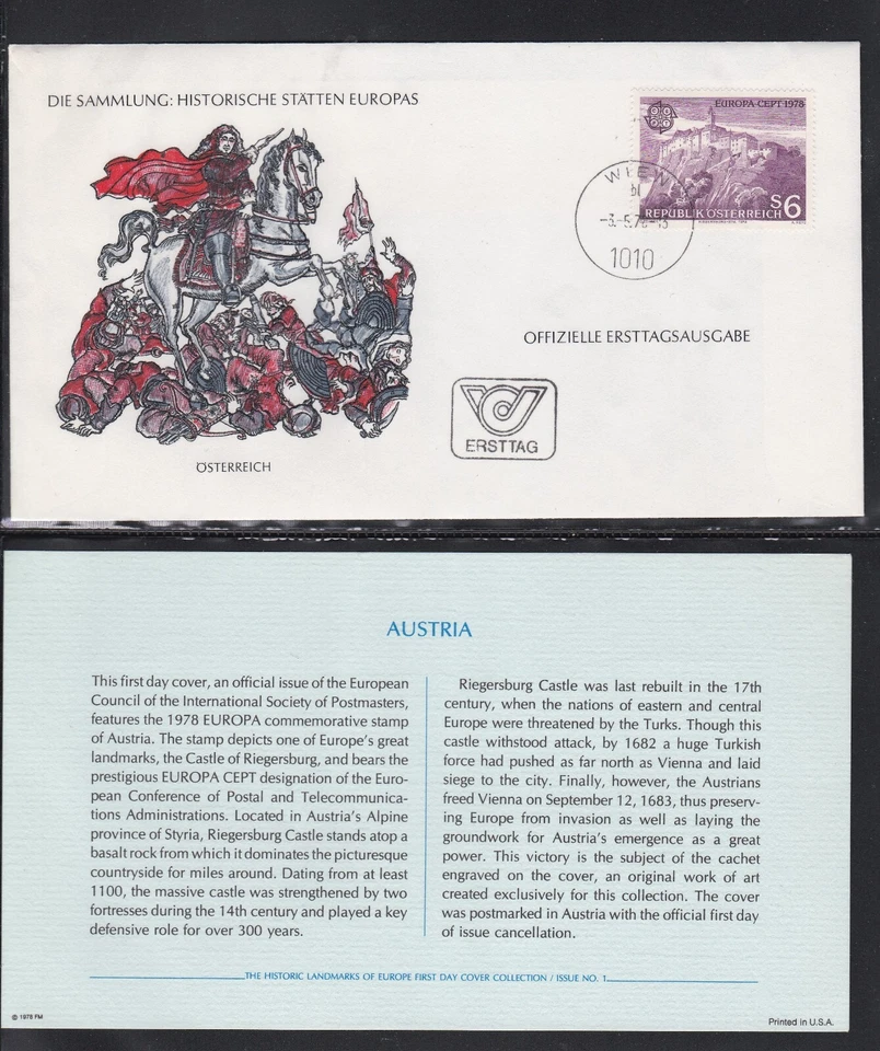 AUSTRIA  1978 FIRST DAY OVERSIZED COVER EUROPA ARCHITECTURE + CARD + CACHET - Image 1 of 1