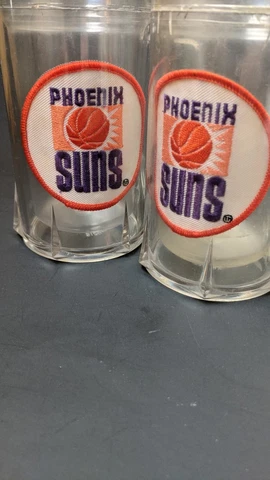 Lot 2  Vintage 90s Phoenix Suns Hard  plastic  Beer Mug NBA Basketball 16 Oz Cover