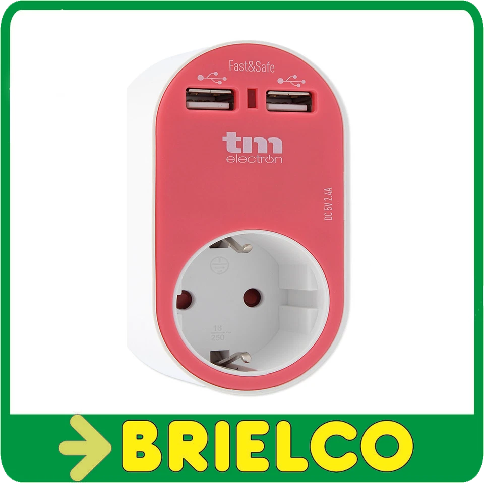 CARGADOR DOBLE USB ROSA  AC 100-240V, 50Hz MAX .3680W SALIDA DC 5V/ 2400mA BD682 - Imagen 1 de 1