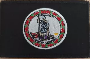 Virginia State Flag Patch W/ Hook Adhesive Fastener Tactical Black Version - Picture 1 of 2