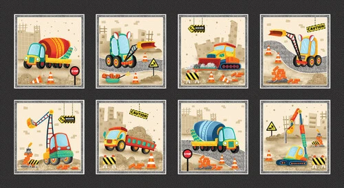 Construction Scenes Fabric 23" X44" Panel Another Brick Cotton Blank Quilting