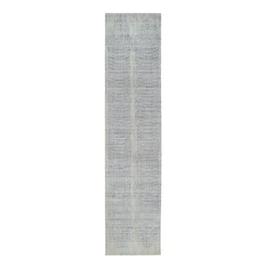 2'6"x12' Gray Wool And Plant Based Silk Hand Loomed Runner Rug R63755 - Picture 1 of 8