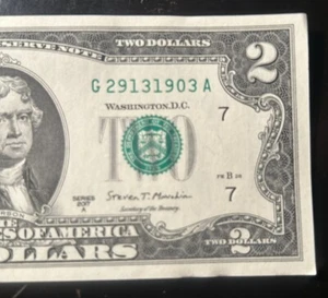 2 $ ausgefallene Seriennummer nachlaufend Geburtstag Jahr Schein 1903 G29131903A Serie 2017A - Bild 1 von 3