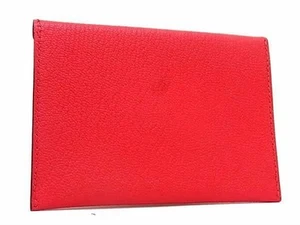 HERMES Envelope PM Chevre Card Case Business Holder N Stamp Red 415054 - Picture 1 of 4