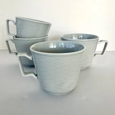 4 tazas de té de café Ikea KRUSTAD 12 OZ azul gris patrón de diamante en relieve *RETIRADO Foto 1 de 4