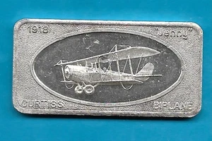 CURTISS BIPLANE  .999 SILVER ART BAR - Picture 1 of 2