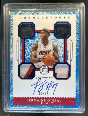 2017-18 Panini Cornerstones Jermaine O'Neal Legendary Quad Patch Quartz Auto /45 - Image 1 of 2