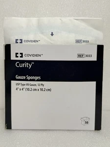 12-Ply Gauze Sponges 4 X 4" Sterile, 50 Ct x 5 boxes Curity# 3033 - Picture 1 of 6