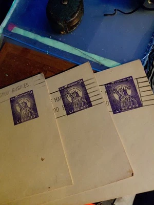 1957 Prepaid Post Card Featuring The Statue Of Liberty  Printed With Violet Ink - Image 1 of 4