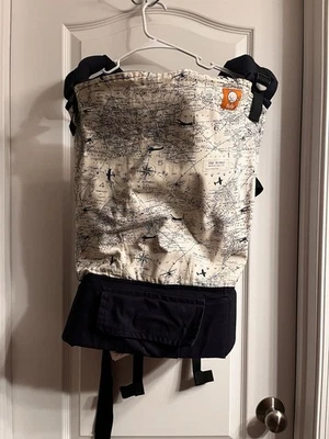 Porta-bebês ajustável padrão Tula mistura de algodão cânhamo envoltório completo avião azul - Imagem 1 de 4