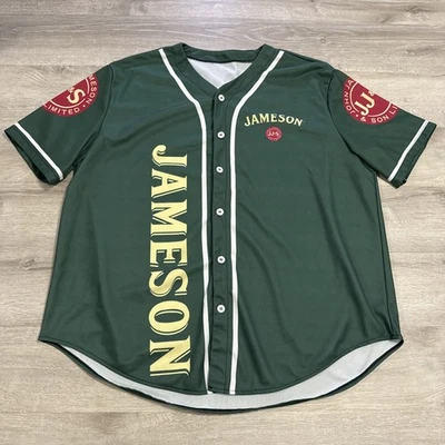 Camiseta de béisbol Jameson Irish Whiskey 2XL verde manga corta botón delantero Foto 1 de 3