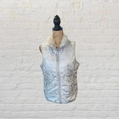 Chico’s Silver Animal Print Puffer Vest - Image 1 of 4