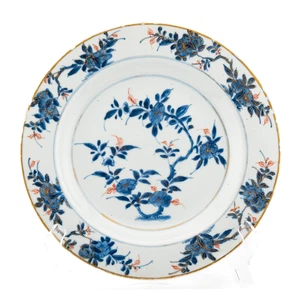 Antique Chinese Porcelain Plate Iron Red Blue Gilt Qing Kangxi 18th Century - Picture 1 of 14