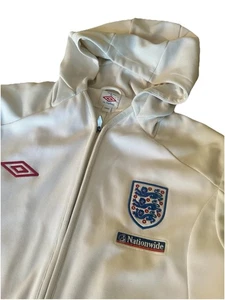 Vintage ENGLAND Umbro Football Track Jacket White Mens Size Large - Picture 1 of 9