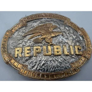 Vintage Republic Eagle Belt Buckle by Award Design Medals Inc USA Western Buckle - Picture 1 of 4
