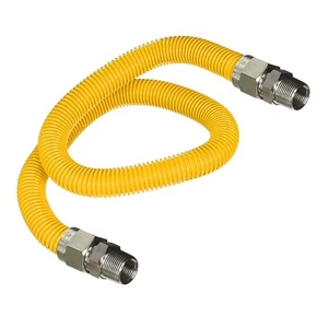 Gas Connector 60 inch Yellow Coated Stainless Steel, 5/8” OD Flexible Gas Hos... - Picture 1 of 1