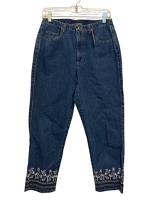 Vintage Lizwear Damen bestickt Denim Jeans verziertes Blumenmuster Größe 8 - Bild 1 von 8