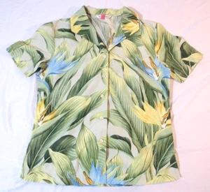 Blusa para mujer TOMMY BAHAMA tropical hawaiana floral seda y lino talla XS - Imagen 1 de 6