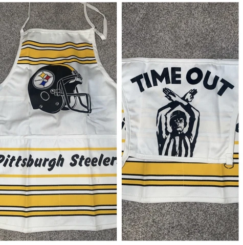 Vintage Pittsburgh Steelers Helmet Apron "Time Out" fold down w/pockets white Cover