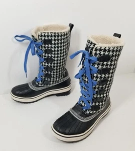 Sorel Tivoli Tall Black White Houndstooth Insulated Waterproof Boots Women Sz 6 - Picture 1 of 6