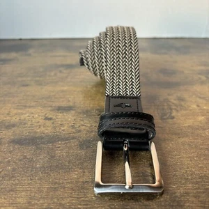 Dockers Men's Stretch Fabric Braided Belt White W Black Leather Size SM 30-32 - Picture 1 of 12