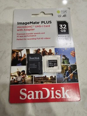 ⭐️ SanDisk – Image Mate MicroSDHC UHS-I Card 32GB w/Adapter, 130 MB/s Read - New - Image 1 of 2