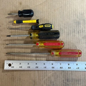 6 Stanley Screwdrivers Lot USA Slotted Flat Head Phillips Picks Hand Tools - Picture 1 of 8