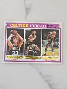 1981-82 Topps Larry Bird Nate Archibald Boston Celtics Team Leaders Card #45 HOF