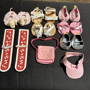 Build A Bear Workshop Lot Of Shoes Skis Skiing Hat Bag Dog Slippers Sandals BABW - Picture 1 of 8
