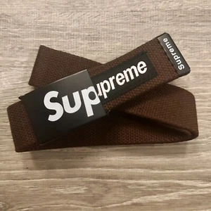 🆂 SUPREME Unisex Cinturón Web Hebilla Metal (Marrón) • Edición Limitada • ¡Nuevo! - Imagen 1 de 2