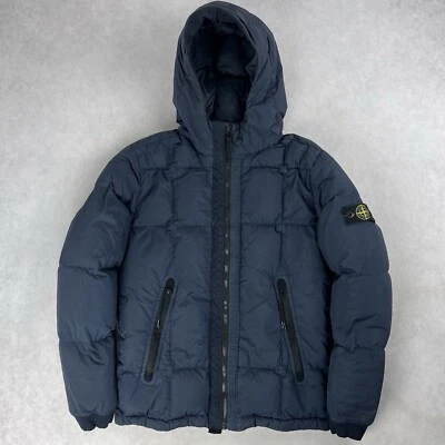Stone Island Crinkle Reps Down Puffer Jacket Junior Age 14 Coat Navy 3679 - Image 1 of 4