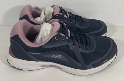Ryka Womens Sky Walk Fit Shoes Navy Blue Pink Lace-Up Sneakers Size 8.5 - Image 1 of 4