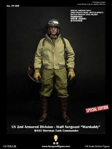 Facepoolfigure US Armored Division Sherman Tank Sergeant Wardaddy 1/6 SPECIAL - Picture 1 of 10