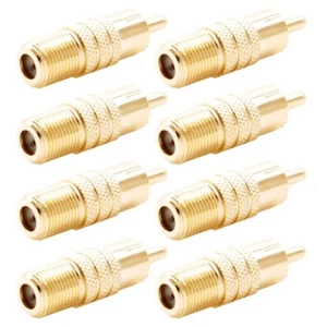 8x wtyczka RCA na gniazdo typu F koncentryczny adapter wideo złącze konwerter złoty - Zdjęcie 1 z 4