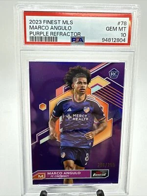 2023 Topps Finest MLS Purple Refractor 208/250 Marco Angulo #78 RC PSA Grade 10 - Image 1 of 4