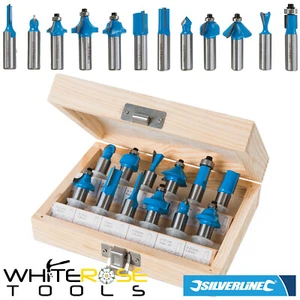 Silverline Router Bit Set 12mm Shank 12pc TCT Cutter Wooden Case Straight Cove - Picture 1 of 3