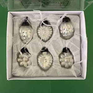 Neu im Karton The White Company London Set 6 Mini Baubles Weihnachtsbaumdekorationen - Bild 1 von 12