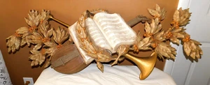 Vintage Burwood Products MCM Wall Hanging Trumpet Book Lute XL Large # 4386 USA - Picture 1 of 8