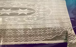 NIP Vintage white Spanish Lace Tablecloth Europa Collection Made Spain 52x72 - Picture 1 of 8
