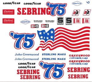 #75 Calcomanías tobogán acuático escala 1/24 - 25 Sebring Corvette John Greenwood - Imagen 1 de 2