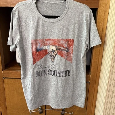Camiseta Raised On 90s Country Gris L Mujer Western Usada en Excelente Condición Manga Corta Foto 1 de 2