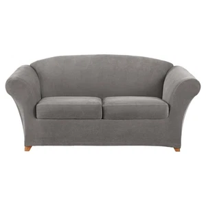 Stretch Piqué 2-Sitzer Einzelkissen Loveseat Bezüge - Flanell Grau (SF43760) - Bild 1 von 3