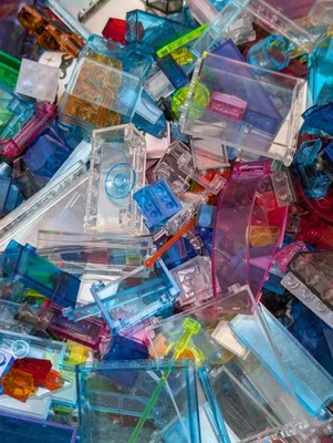 300pcs LEGO Translucent Clear Bulk Lot Random Pieces Parts Mix Transparent - Image 1 of 4