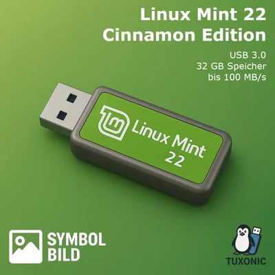Linux Mint 22 (Cinnamon Edition) USB Stick 32GB – USB 3.0 – Bootfähig – 100MB/s - Bild 1 von 3