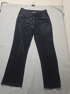 Gloria Vanderbilt Sweatpants Womens Size Medium Black Velour Drawstring Lounge - Picture 1 of 11