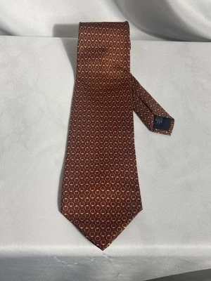Галстук винтажный Paolo Gucci 100% шелк сделано в Италии красный с золотыми звеньями ручная отделка - Изображение 1 из 4