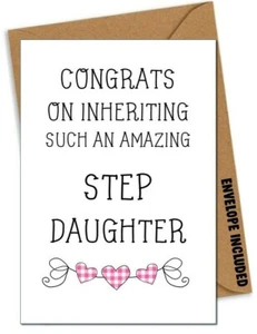 LUSTIGE STIEFVATER VATERTAG / GEBURTSTAGSKARTE von Ihrer Stieftochter Geplänkel / KZ - Bild 1 von 1