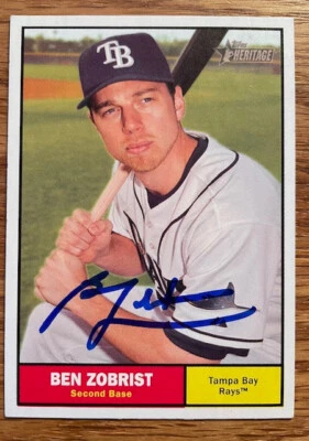 Ben Zobrist Signed 2010 Topps Heritage #355 Tampa Bay Rays - Image 1 of 3