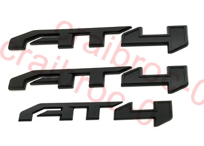 3Pcs Black 2019 - 2025 GMC SIERRA 1500 2500 3500 HD AT4 Door Rear Emblem Kit - Image 1 of 4