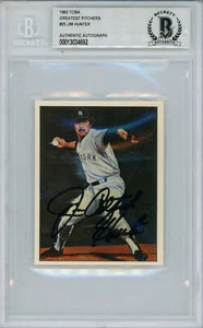 Jim Hunter Autographed 1982 TCMA Greatest Pitchers #25 Card Beckett Slab 38493 - Picture 1 of 2